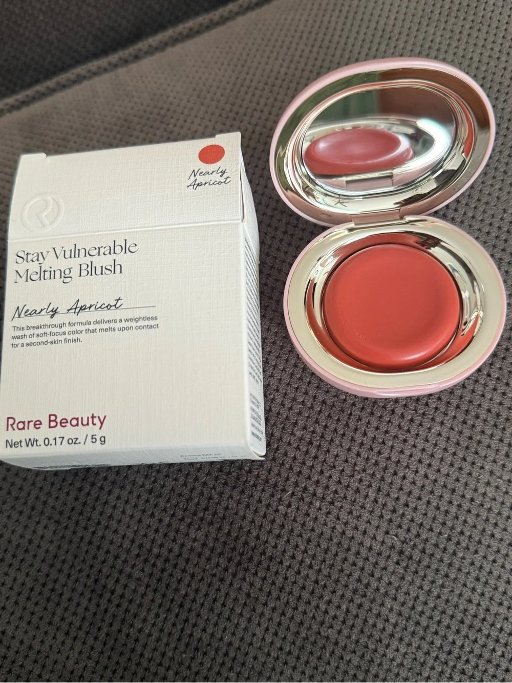 Rare Beauty Melting Blush in Nearly Apricot — Warm Peach-Pink Shade